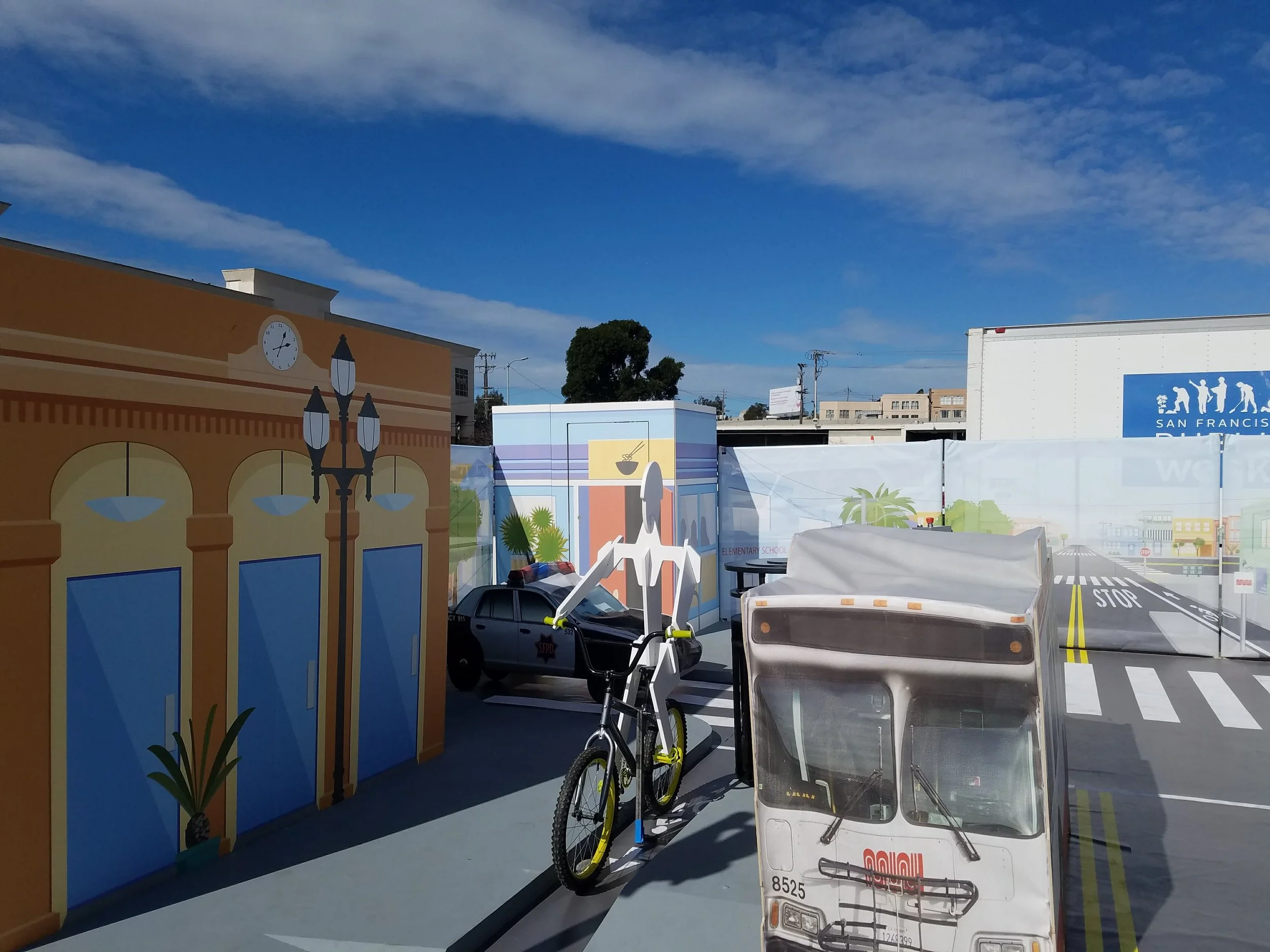 The installation was transported to a second location, outside on a sunny day.