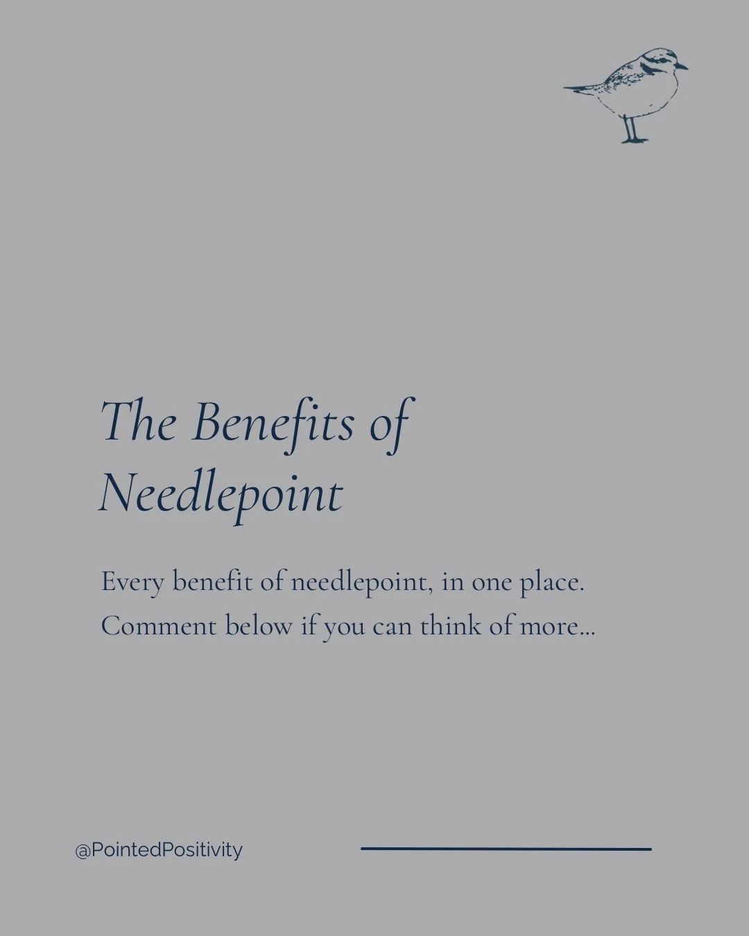 Think we missed one? Drop it in the comments. I want to build the most complete list out there.

24 benefits. 5 categories. 7 peer-reviewed sources.

This is the most complete overview of the research on needlepoint and wellbeing I&rsquo;ve been able