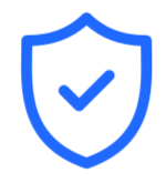 Blue shield with a checkmark in the center