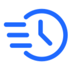 Icon of a clock with motion lines indicating speed