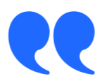 Blue quotation marks on a white background