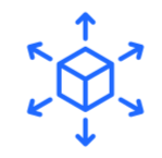Icon of a 3D cube with arrows pointing outward in all directions.