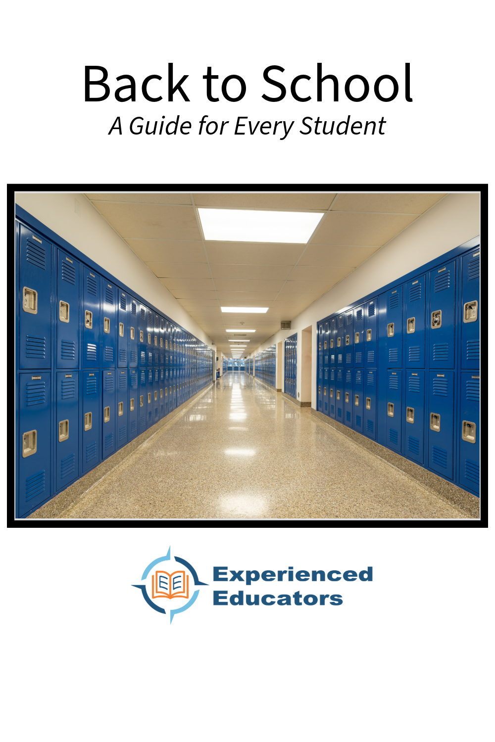 An empty hallway lined with blue lockers