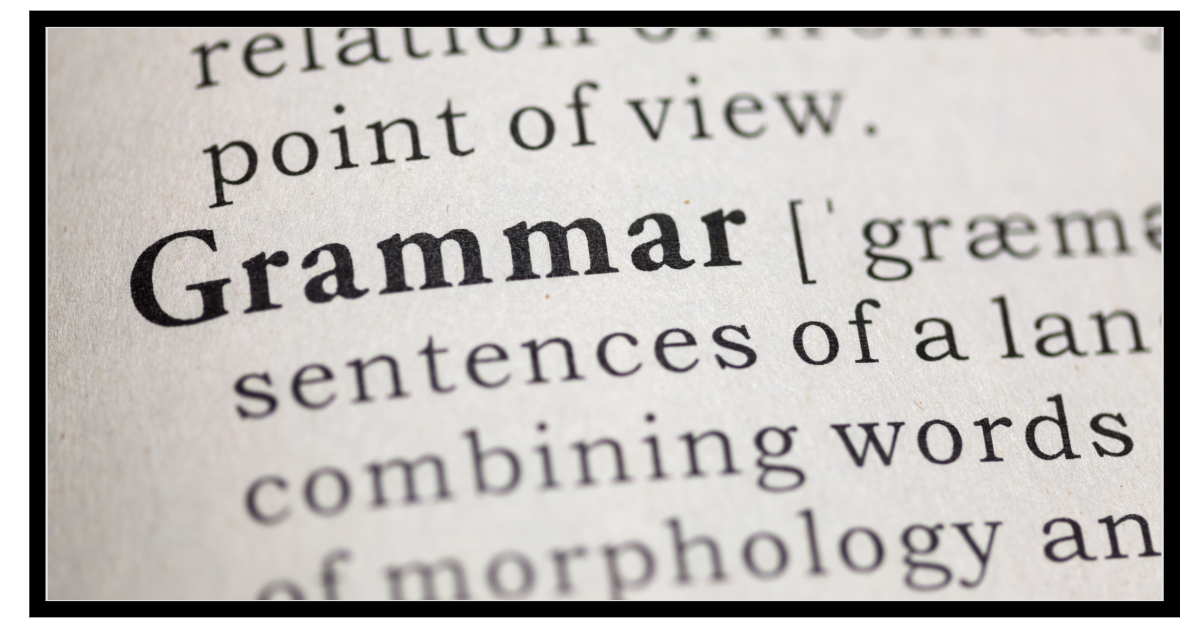 image of grammar in a dictionary with pieces of the definition