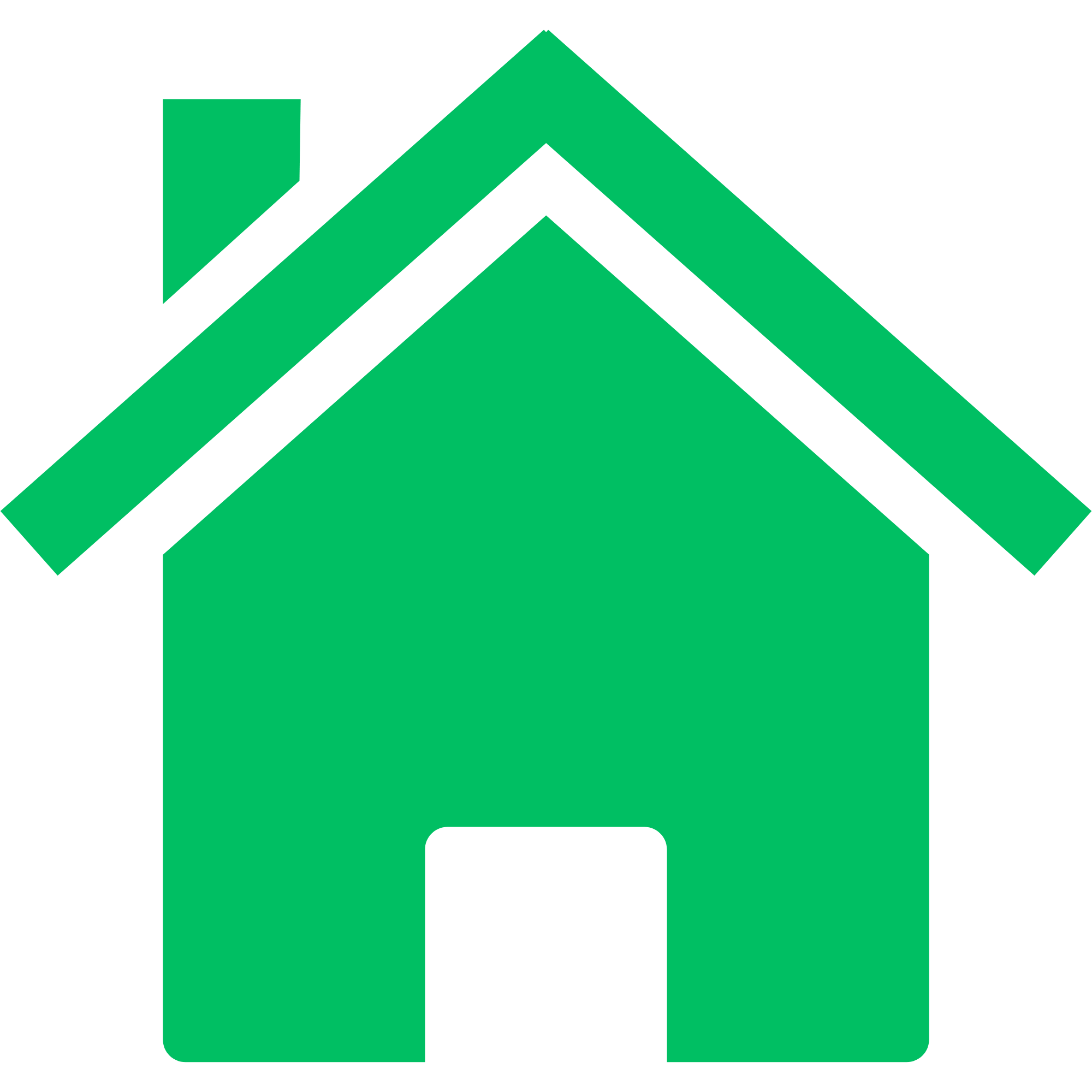 Green house icon with white lines indicating windows and door.