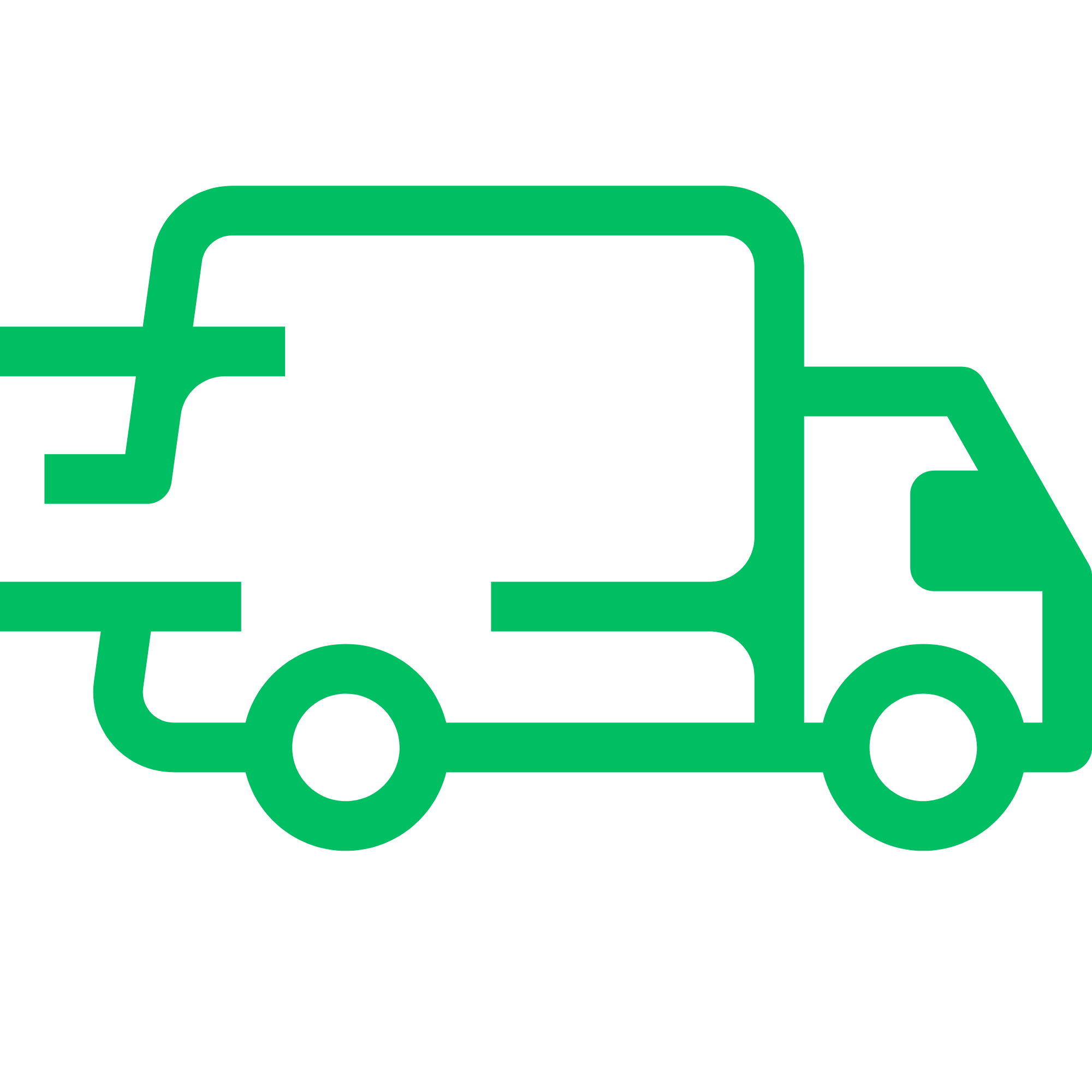 Outline of a delivery truck in green.