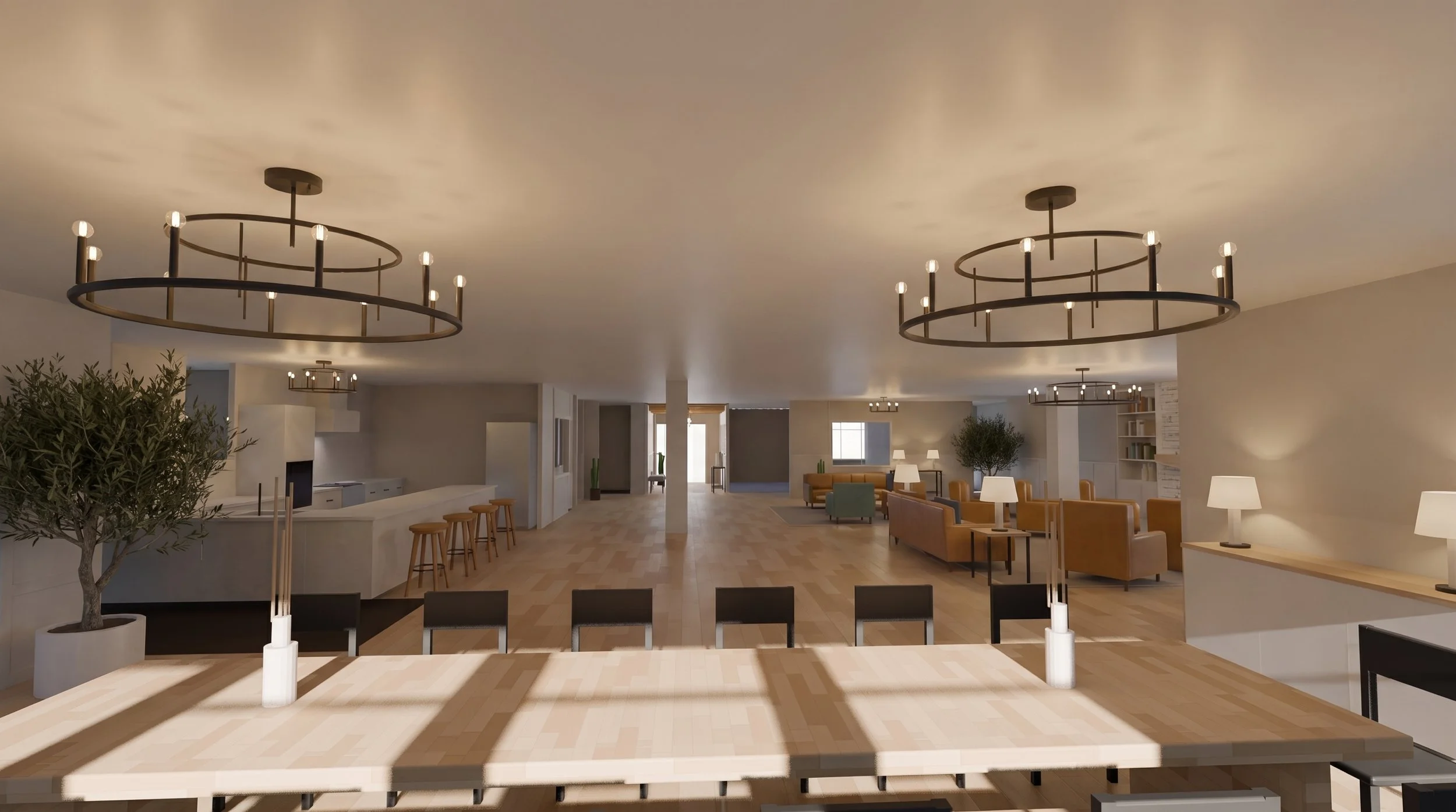 02 Great room from the dining table - dining 115, kitchen, living 106, foyer beyond.jpeg