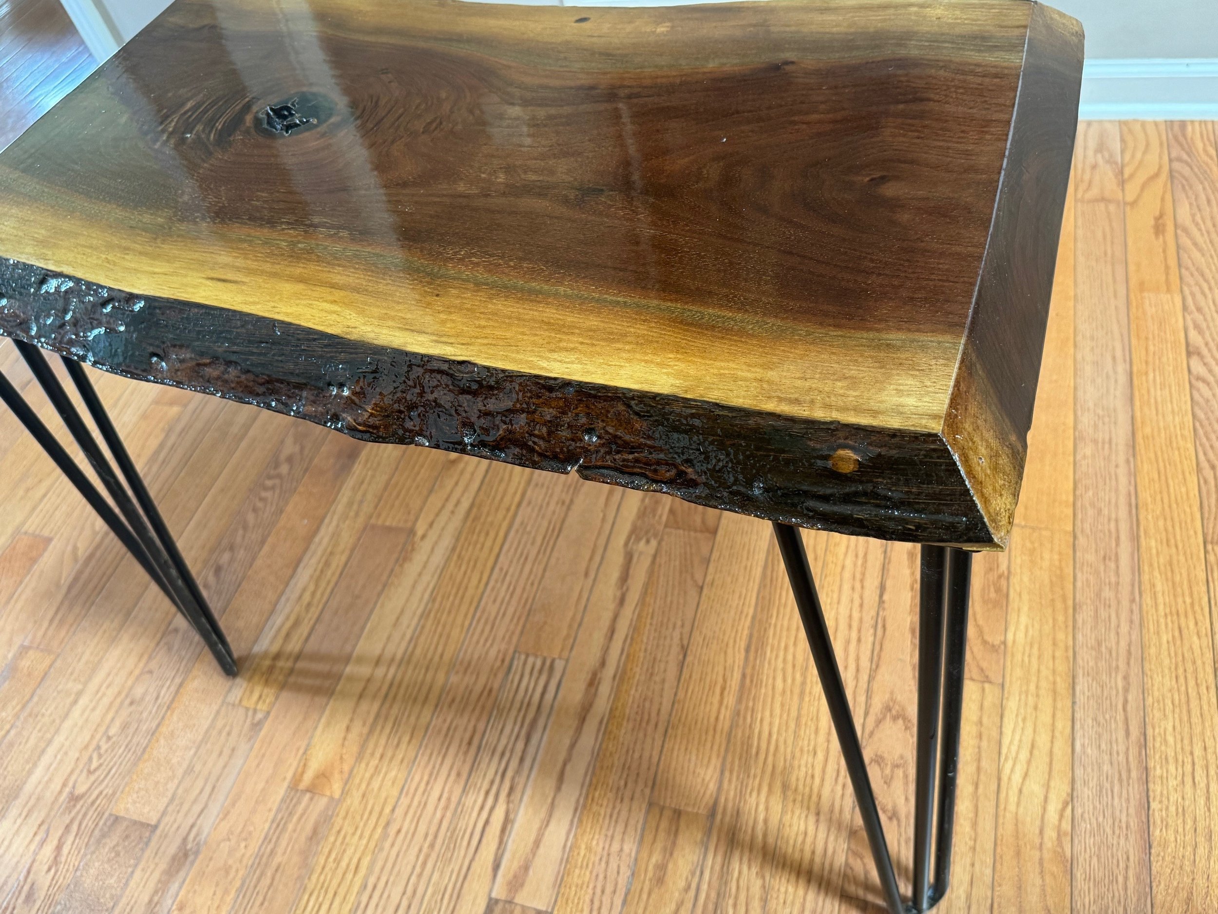 Walnut Raw Edge End Table
