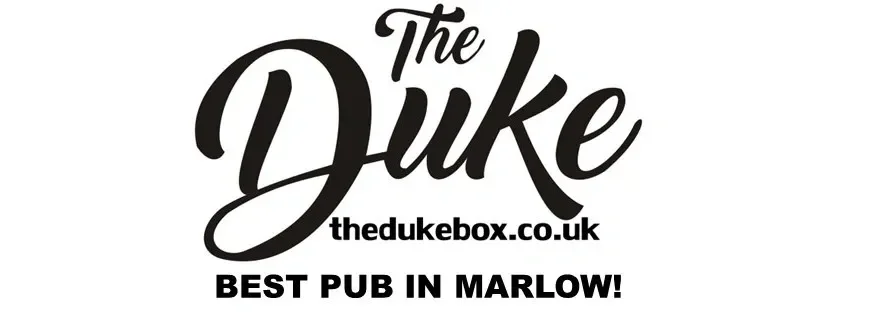 Logo for The Duke pub with website address and tagline 'Best Pub in Marlow!'