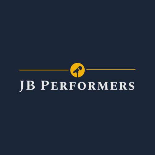 JB Performers logo with a hammer inside a yellow circle on a dark background.