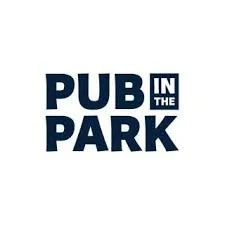 Text logo with the words 'PUB IN THE PARK' in bold, dark blue letters.
