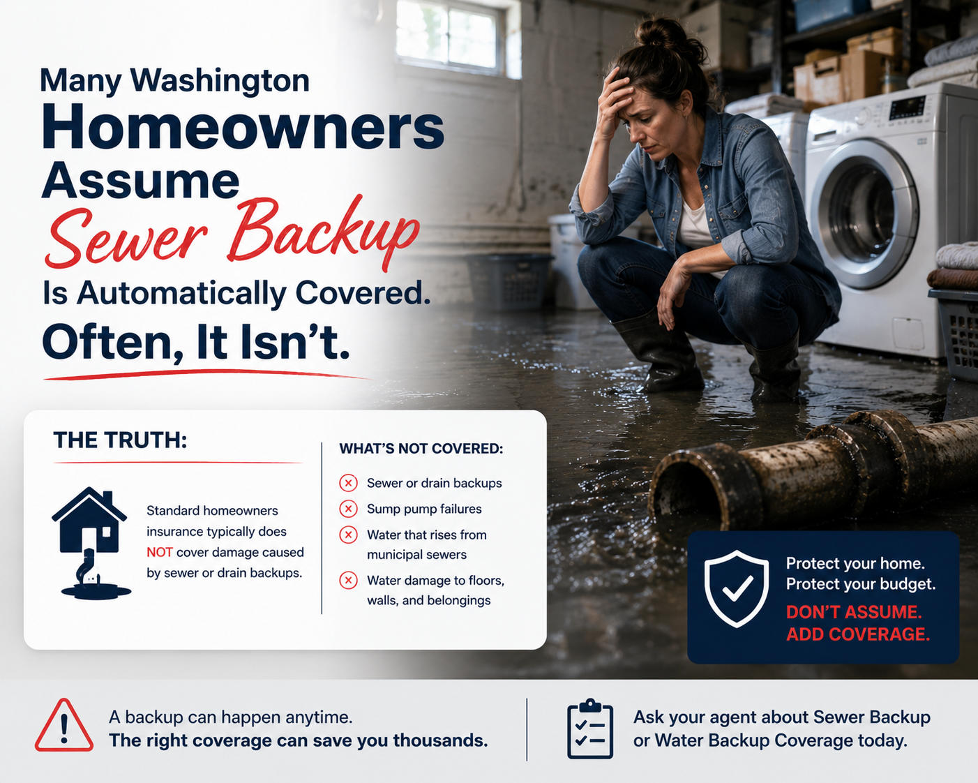 Many Washington Homeowners Assume Sewer Backup Is Automatically Covered. Often, It Isn’t.