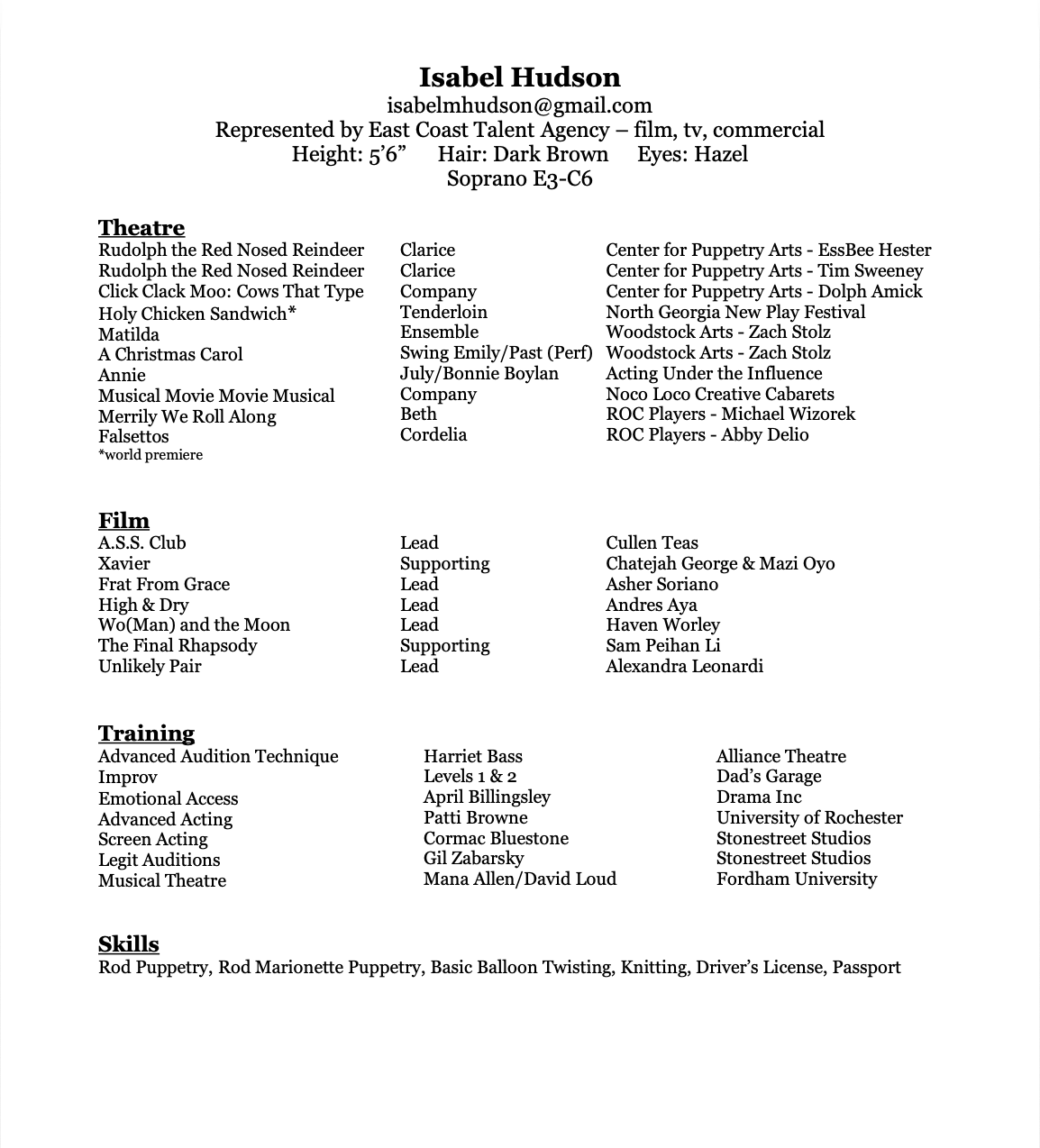 isabel hudson resume