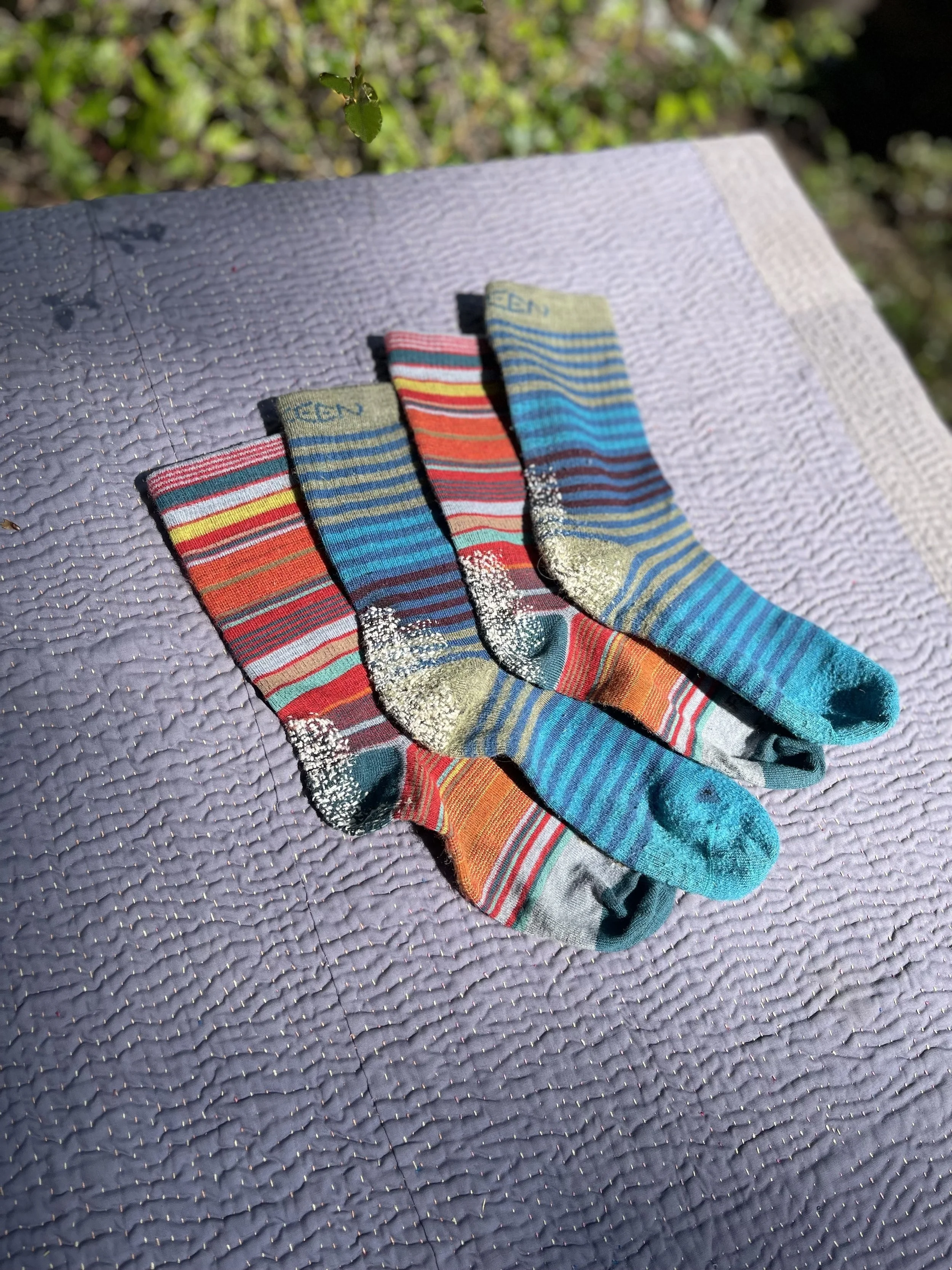 darned wool socks.