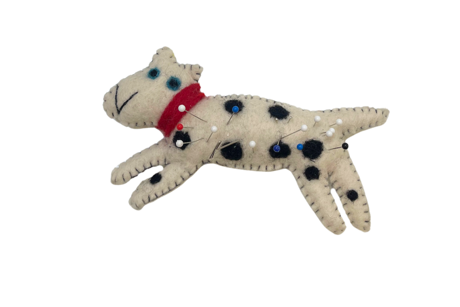 Felt dog pin cushion for sewing needles