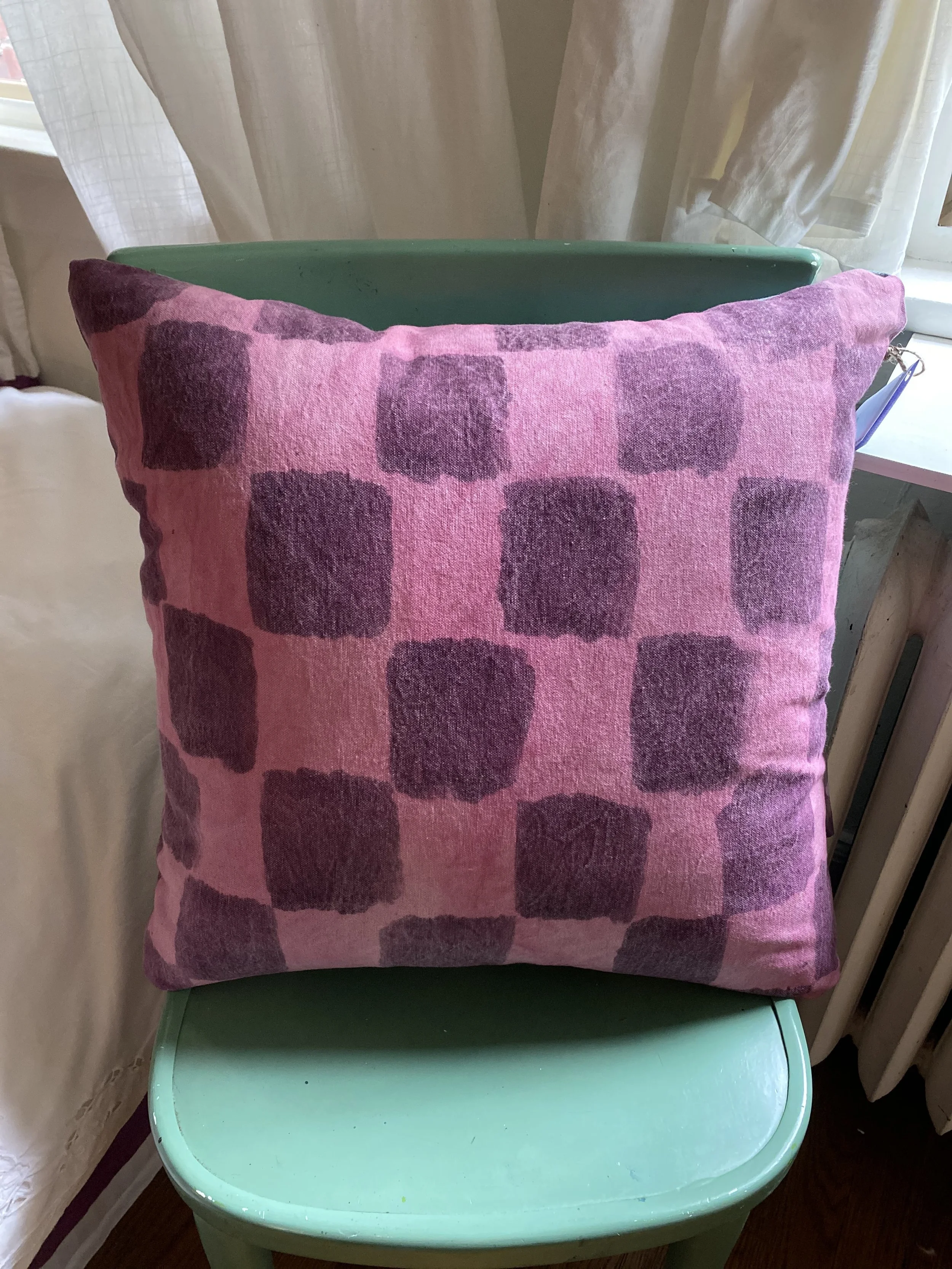 cotton throw pillow dyed with madder and iron