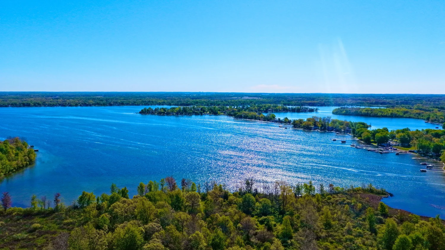 Aerial view of a West Michigan lake shoreline documented by RFSI