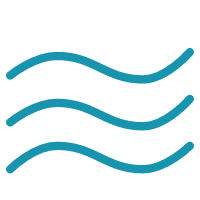 Three blue wavy lines representing water or flow.