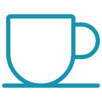 Outline of a coffee mug on a saucer