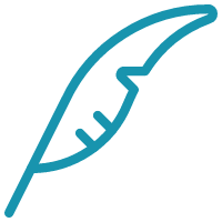 Line drawing of a feather.