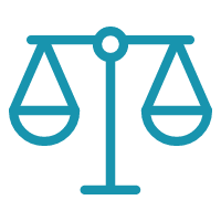 Icon of a balanced scale, representing justice or weighing of options.