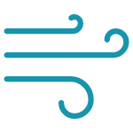 Stylized wind or air symbol with curved lines