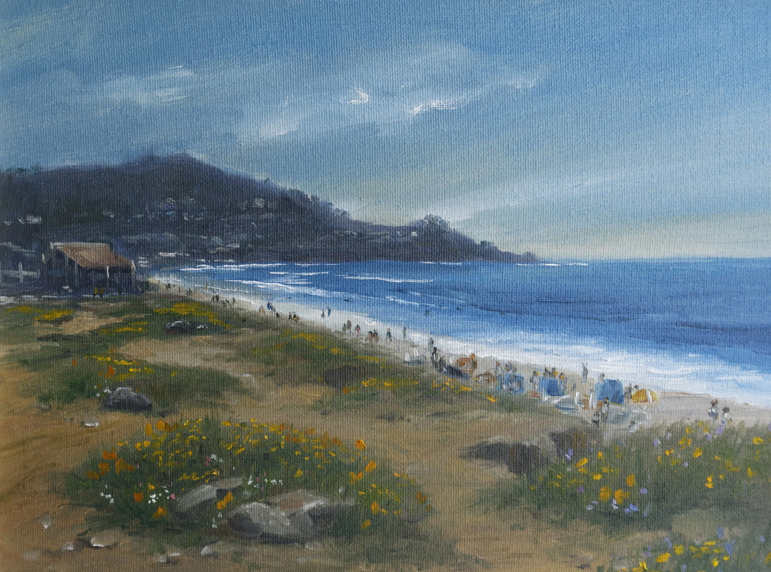Pacific Beach with Hut | Oil | 11x14 | AVAILABLE