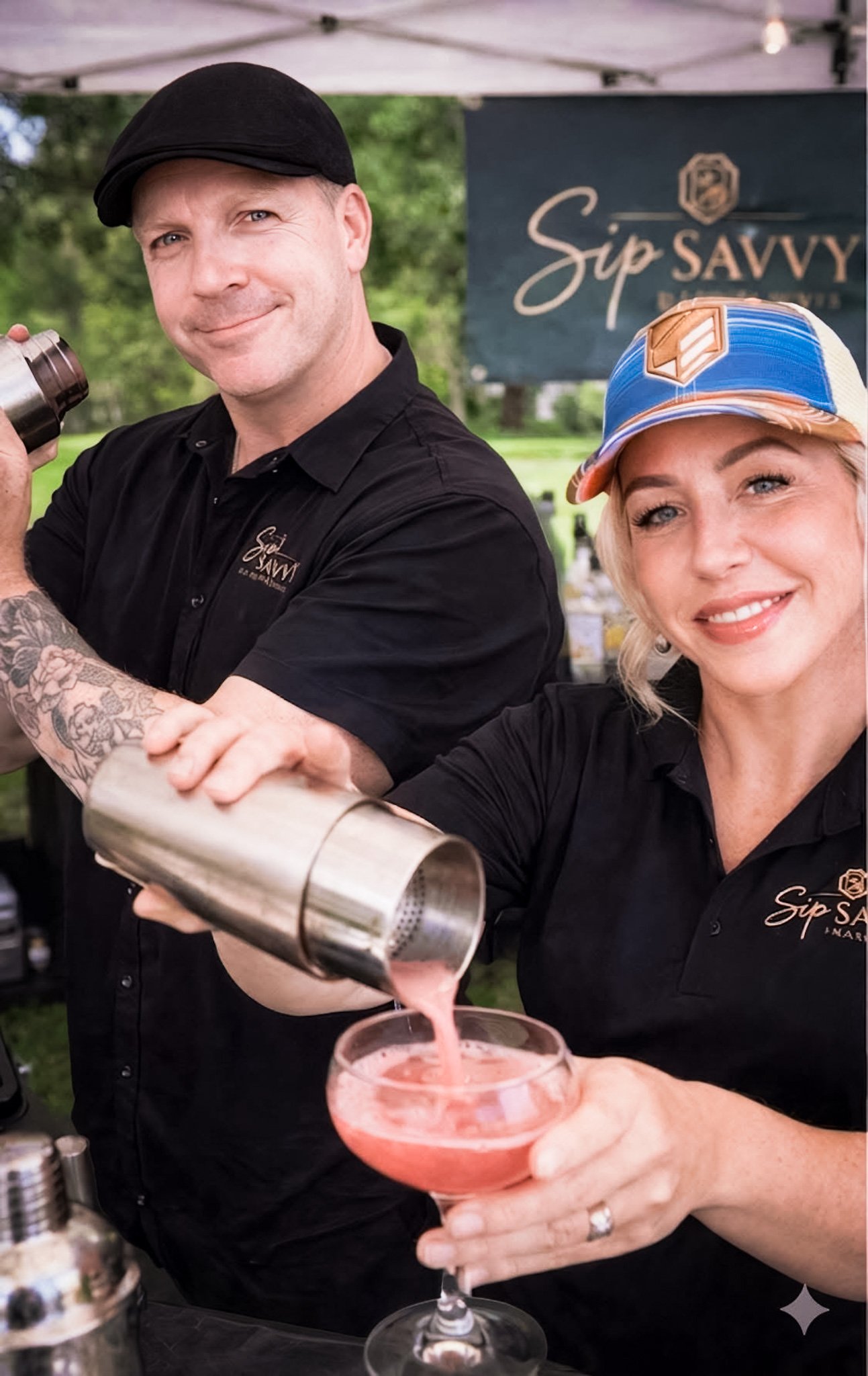 Sip Savvy Events owners Matthew Newell and Kat Newell tending bar