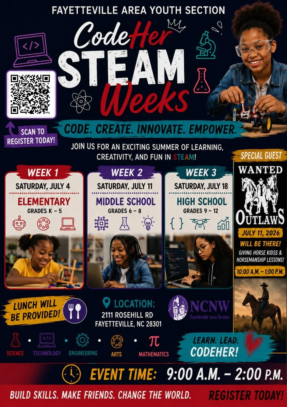 CodeHer STEAM Week 3, Grades 9th-12th: National Council of Negro Women, Fayetteville Area Section 