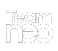 Logo with the words 'Team Neo' in white text on a black background.