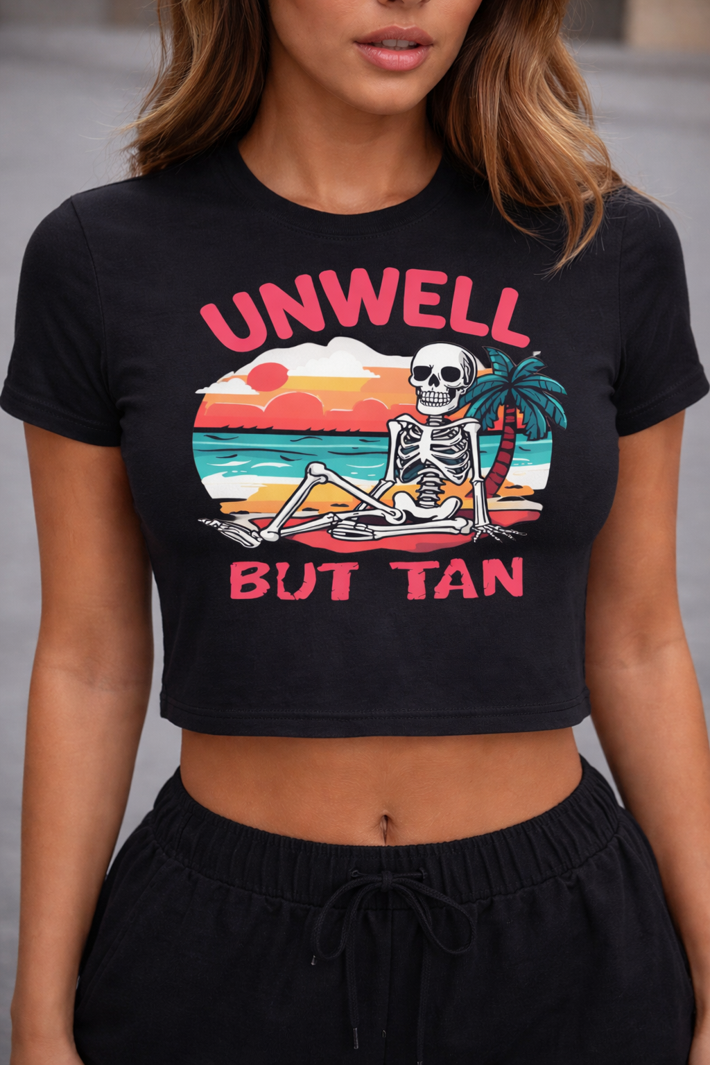 Unwell But Tan Short Sleeve Crop