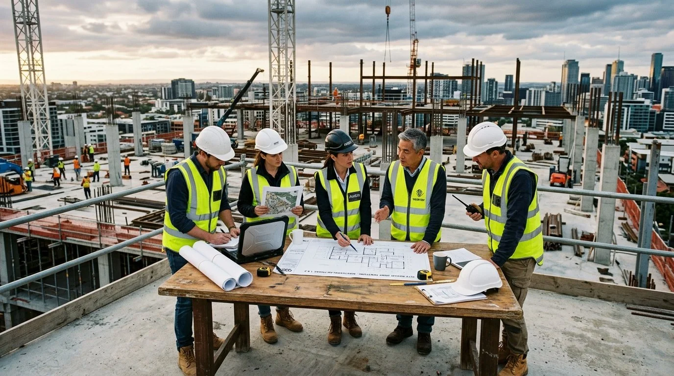 An image of JV contractors working together