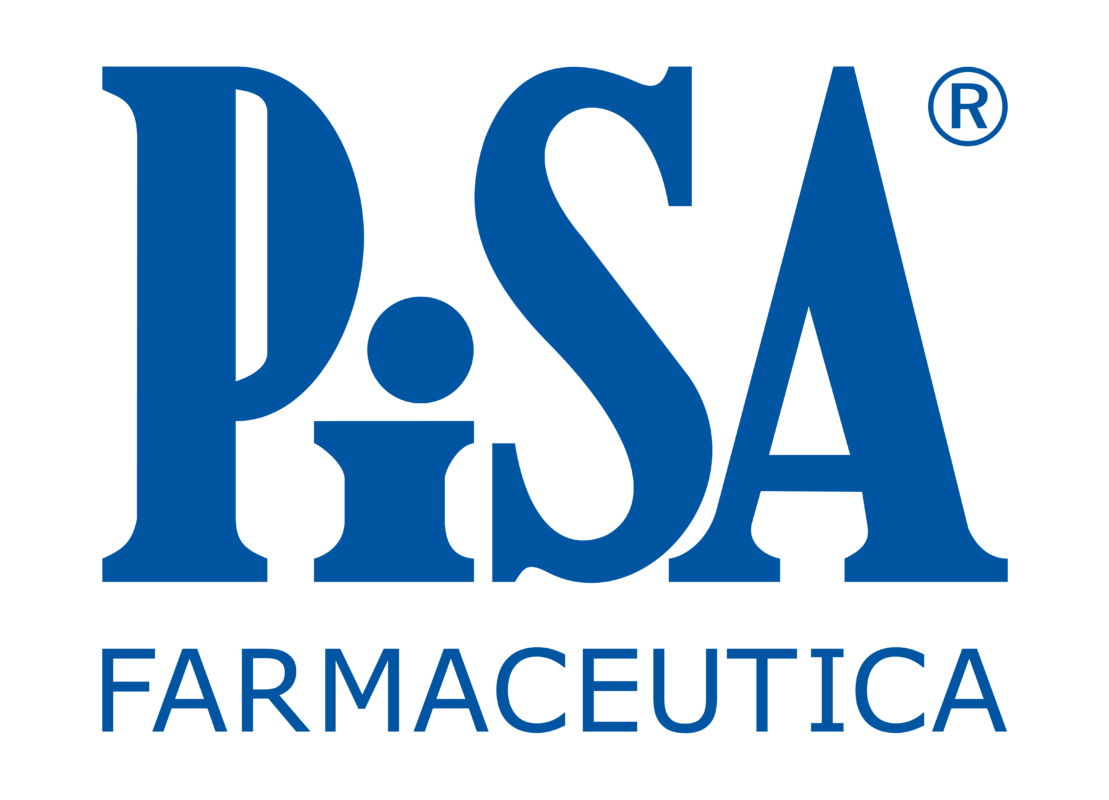 Logotipo azul oscuro con letras grandes que dice 'PISA' y debajo la palabra 'FARMACÉUTICA'.