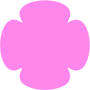 Pink flower shape with four petals on a black background.