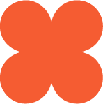 Orange abstract flower shape with five rounded petals