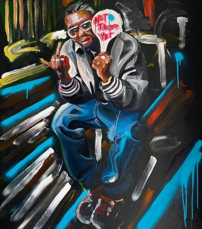 Not There Yet – Portrait of Clint419. Acrylic on Canvas, 75 × 100 cm.