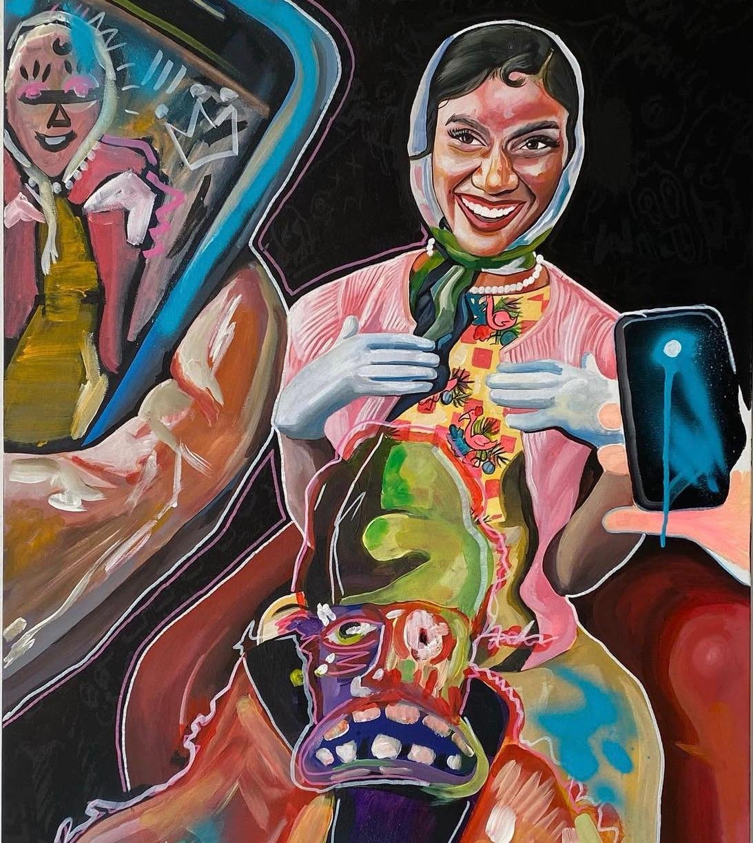 We Make a Good Team – Portrait of Aby Coulibaly. Acrylic on Canvas, 75.1 × 101 cm.