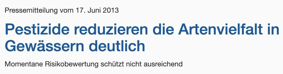 Helmholtz-Zentrum für Umweltforschung: Pestizide reduzieren die Artenvielfalt in Gewässern deutlich