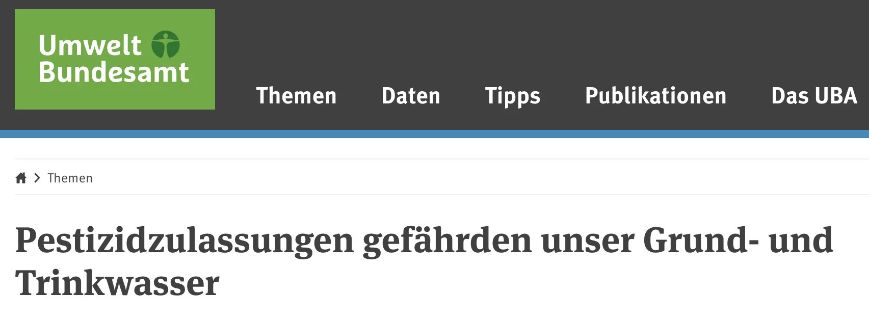 Umwelt Bundesamt: Pestizidzulassungen gefährden unser Grund- und Trinkwasser