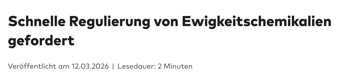 WELT: Schnelle Regulierung von Ewigkeitschemikalien gefordert