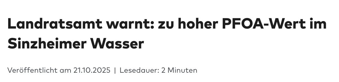WELT: Landratsamt warnt: zu hoher PFOA-Wert im Sinzheimer Wasser