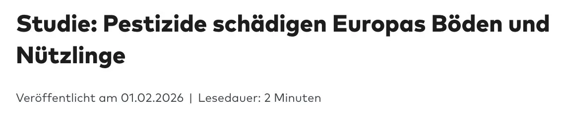 WELT: Studie: Pestizide schädigen Europas Böden und Nützlinge