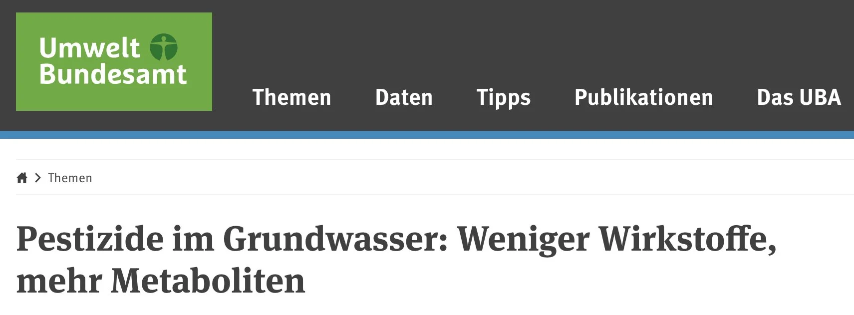 Umwelt Bundesamt: Pestizide im Grundwasser: Weniger Wirkstoffe, mehr Metaboliten