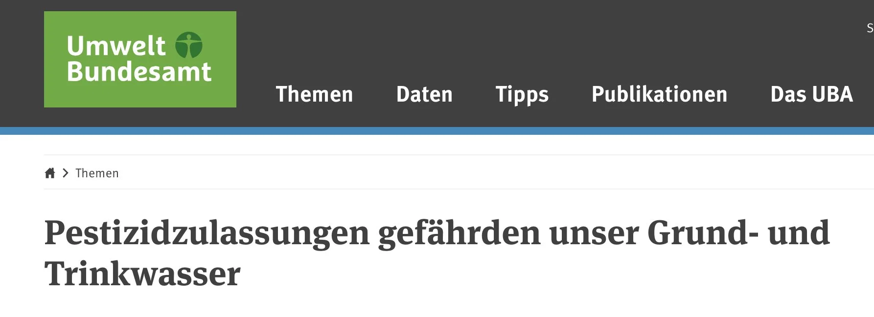 Umwelt Bundesamt: Pestizidzulassungen gefährden unser Grund- und Trinkwasser