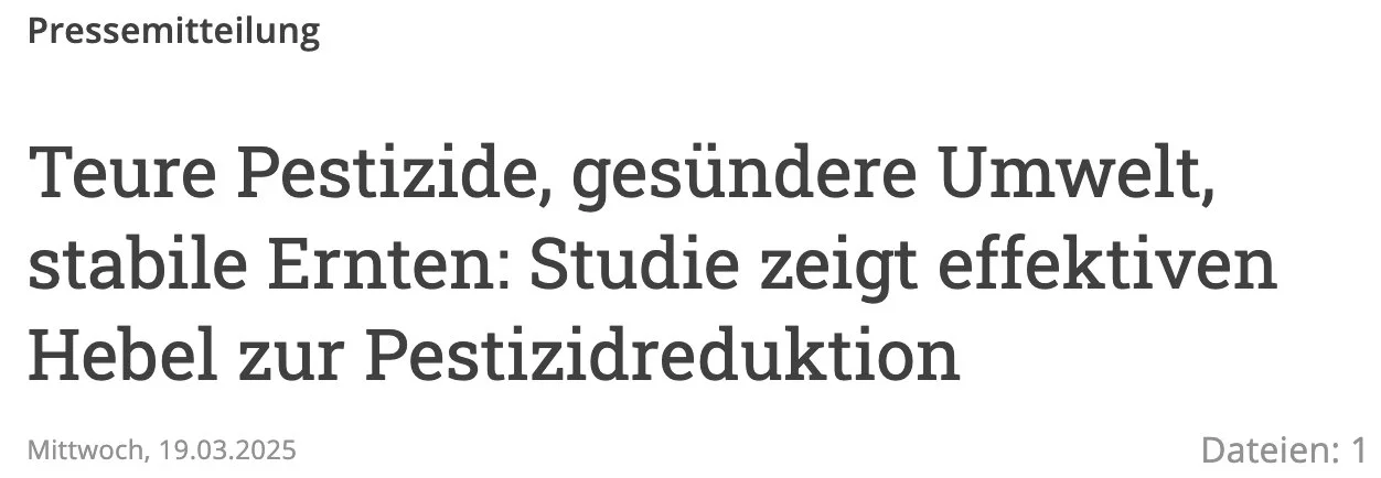 Deutsche Umwelthilfe: Teure Pestizide, gesündere Umwelt, stabile Ernten: Studie zeigt effektiven Hebel zur Pestizidreduktion