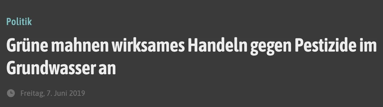 Deutsches Ärzteblatt: Grüne mahnen wirksames Handeln gegen Pestizide im Grundwasser an