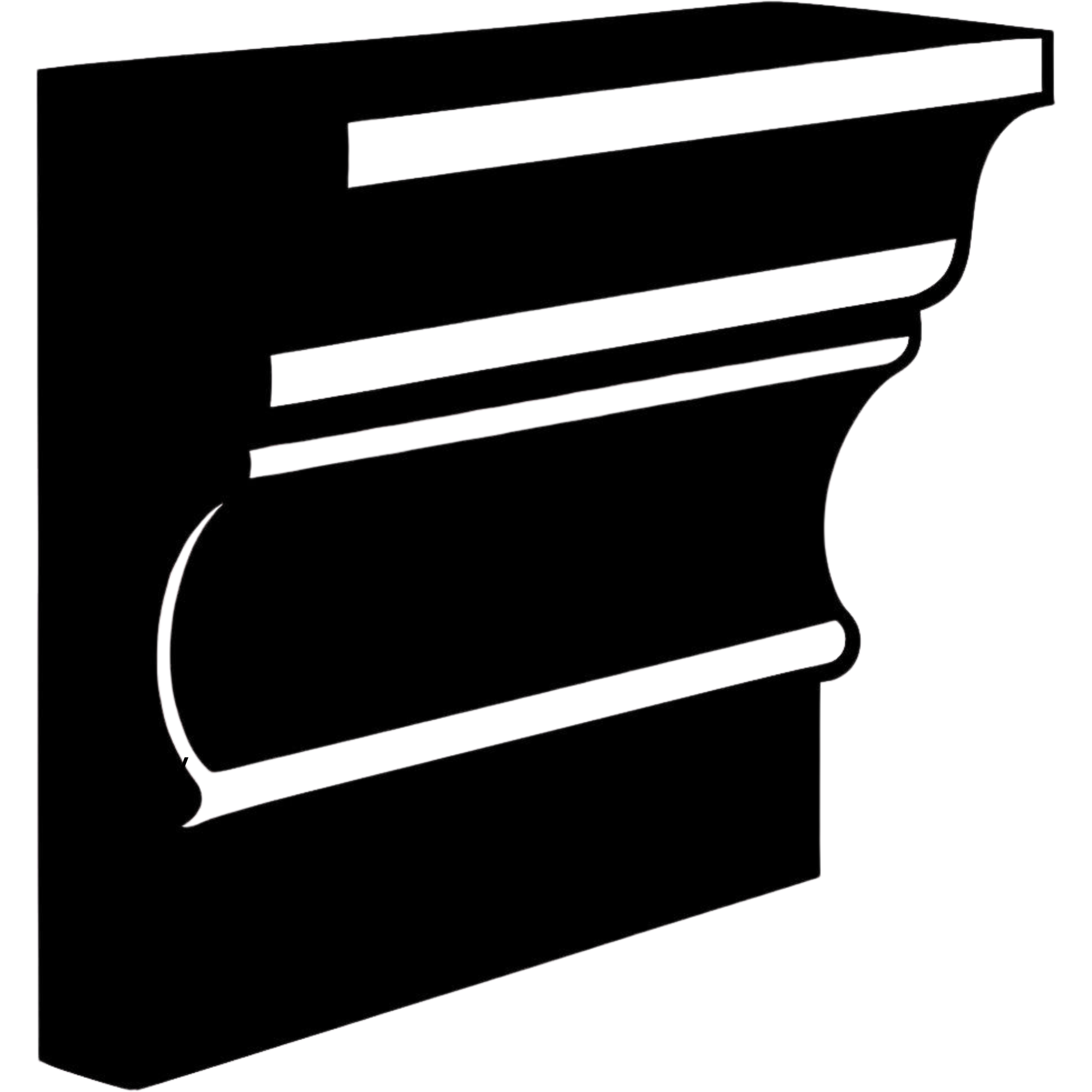 Black and white silhouette of a closed book.