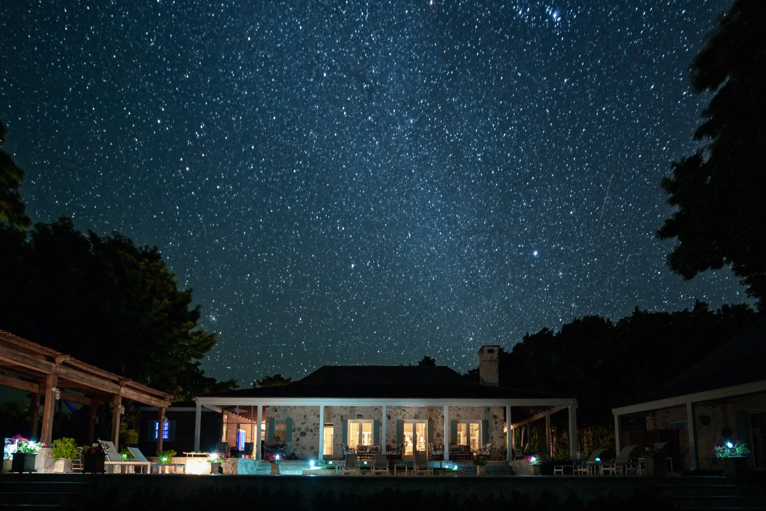 Night view of Coconut Ranch from Private Dock