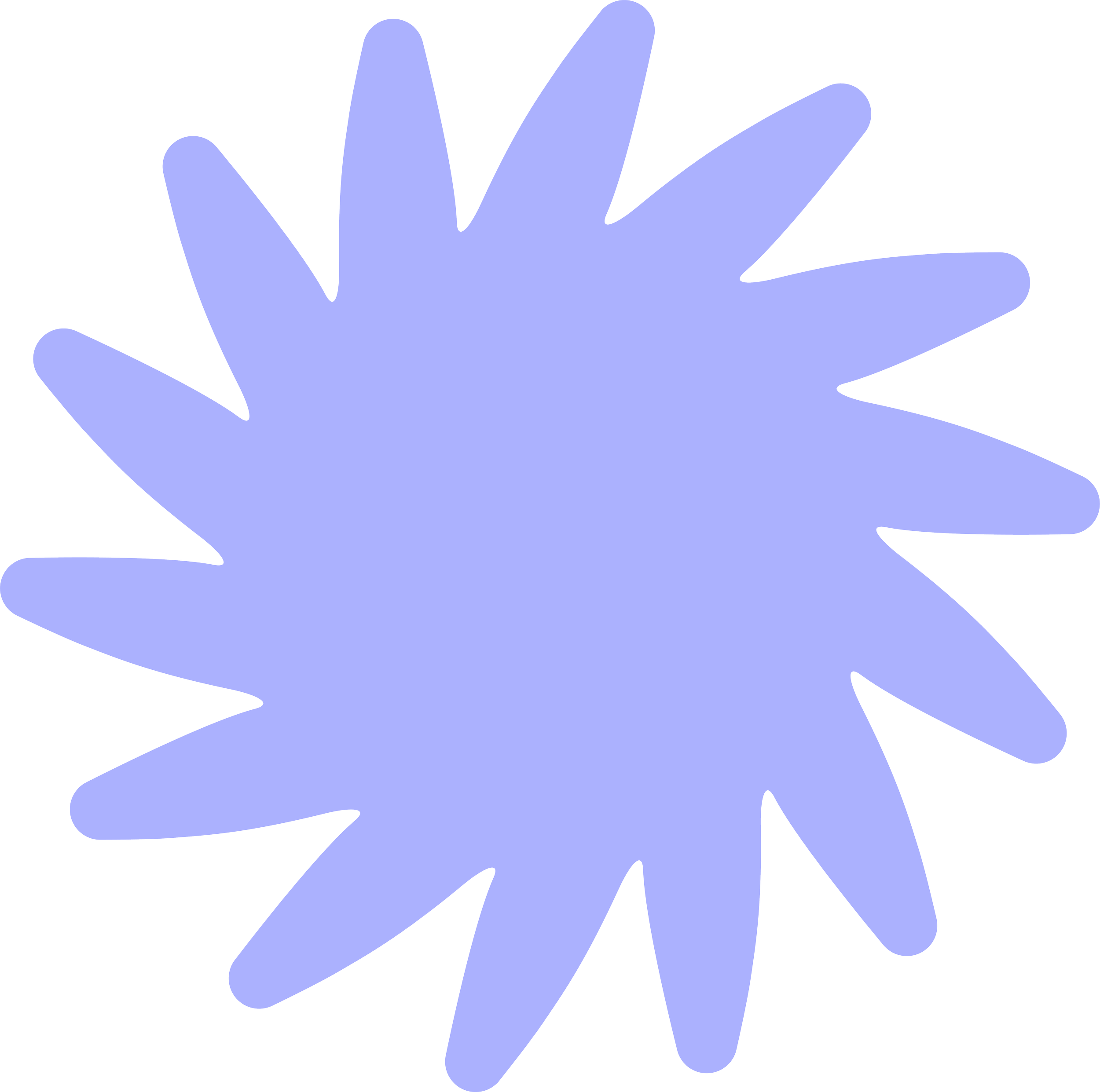 Silhouette of a flower in a light purple color with fingers spread apart.