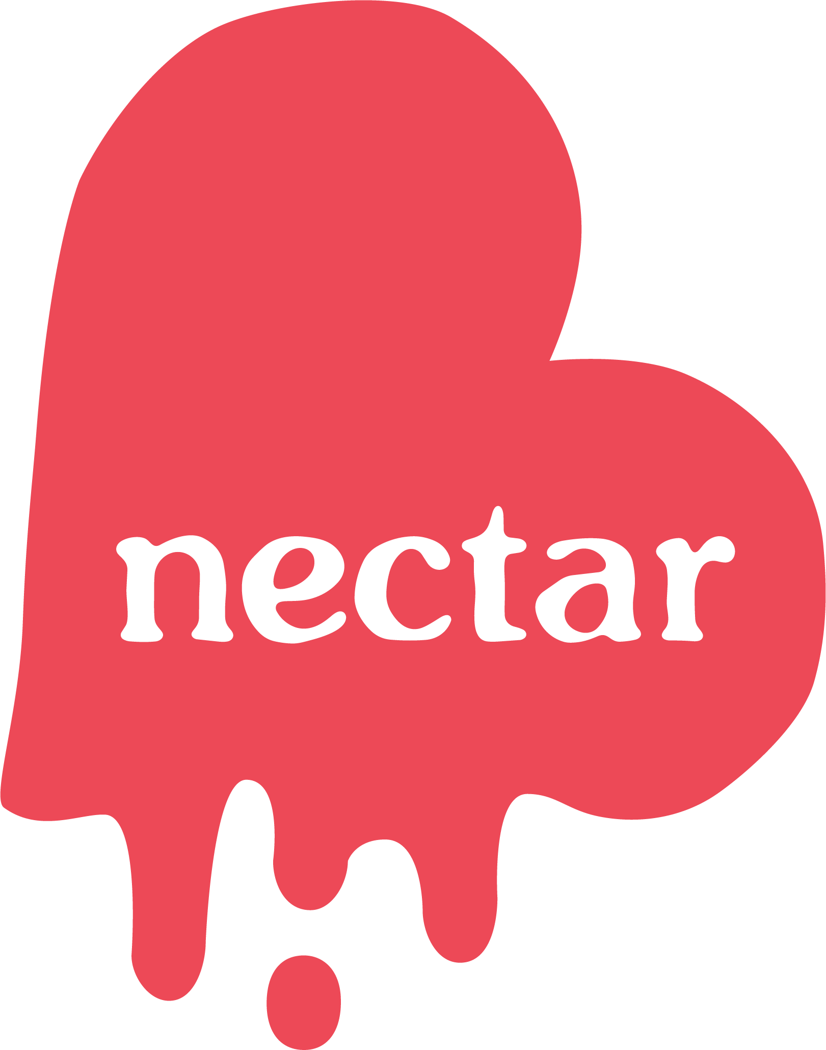 A red heart on its side dripping with white text reading 'nectar' inside it.